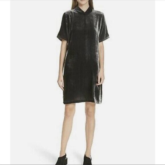 NWT Eileen Fisher Dress Crushed Velvet Mock Neck Tie Back Sheath Oversized - Picture 16 of 16